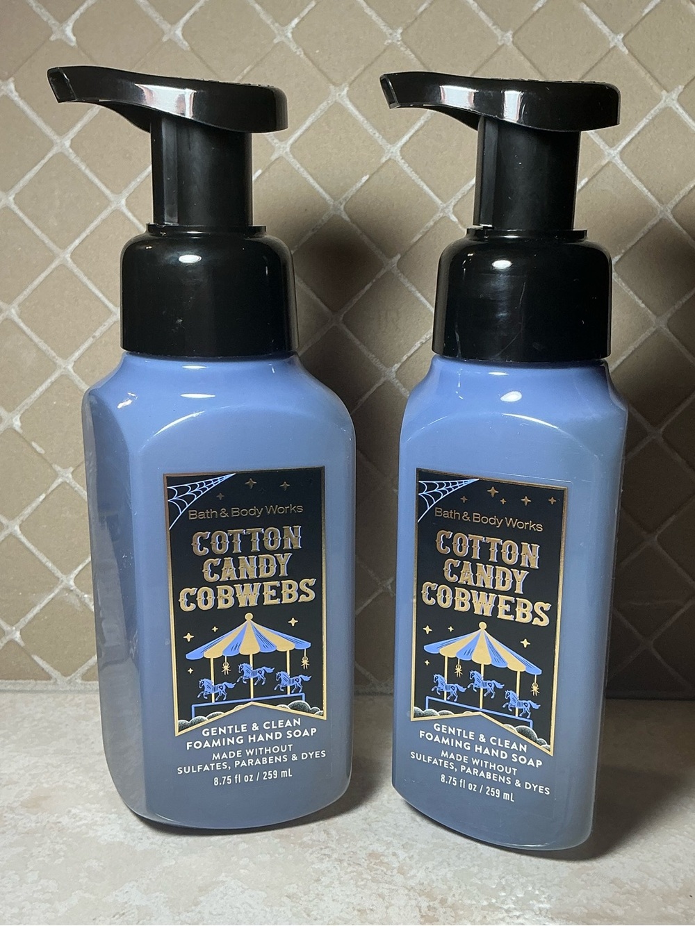Bath & Body Works Cotton Candy Cobwebs Foaming Hand Soap Set of 2 NEW